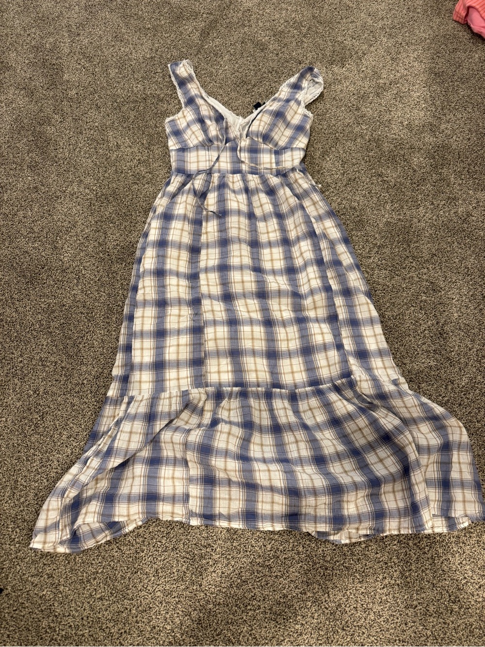 Blue and White Plaid Summer Dress